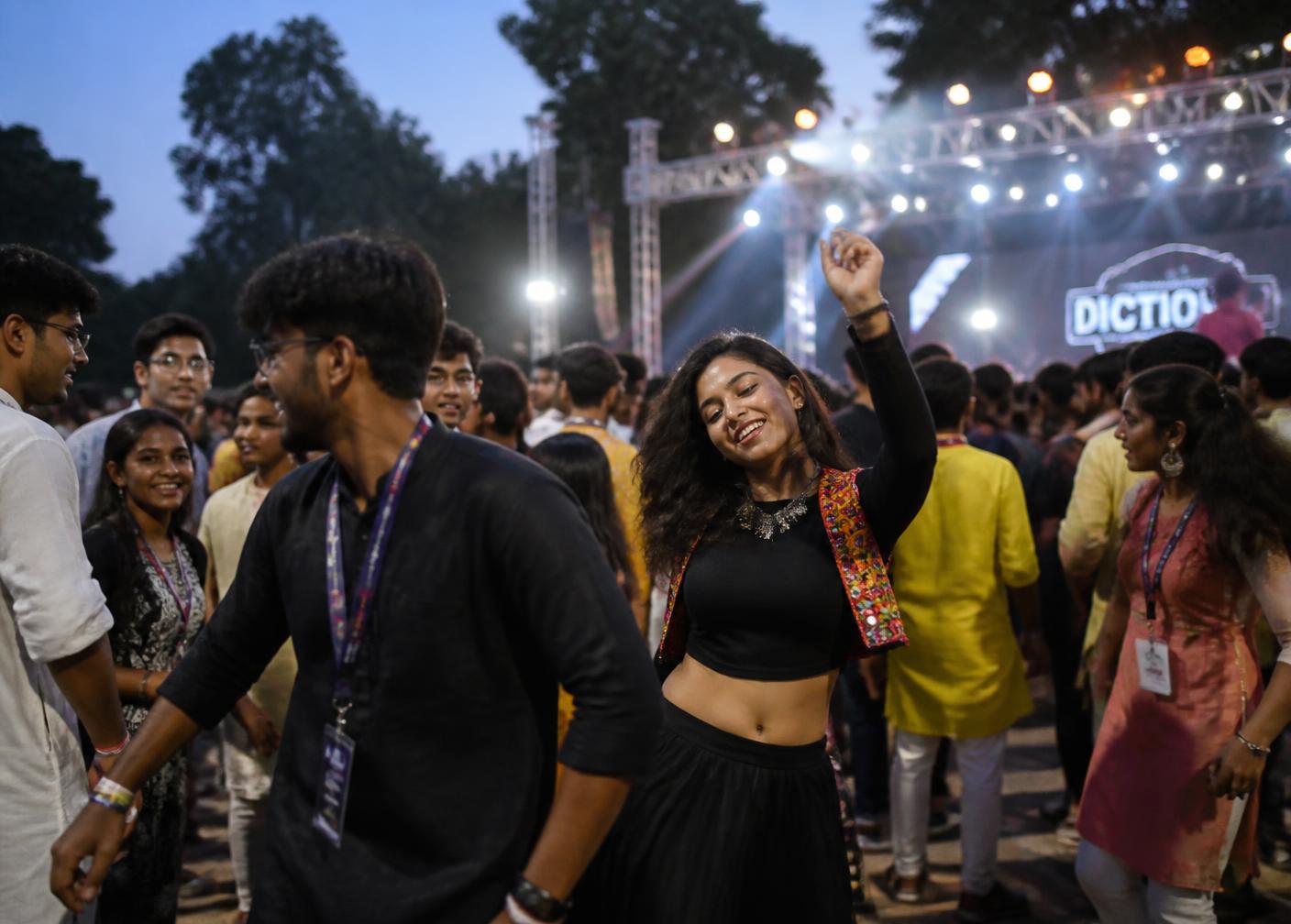 Students at an outdoor campus festival