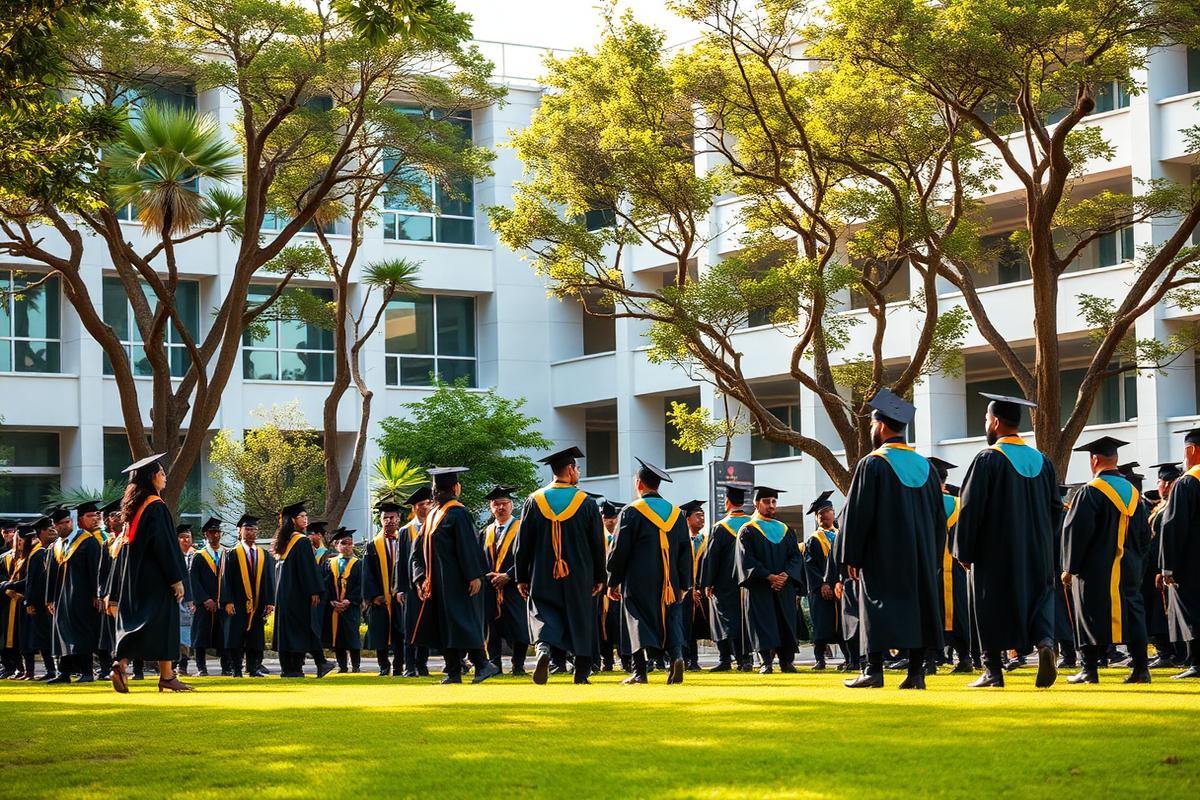 Students on the Metro University campus lawn
